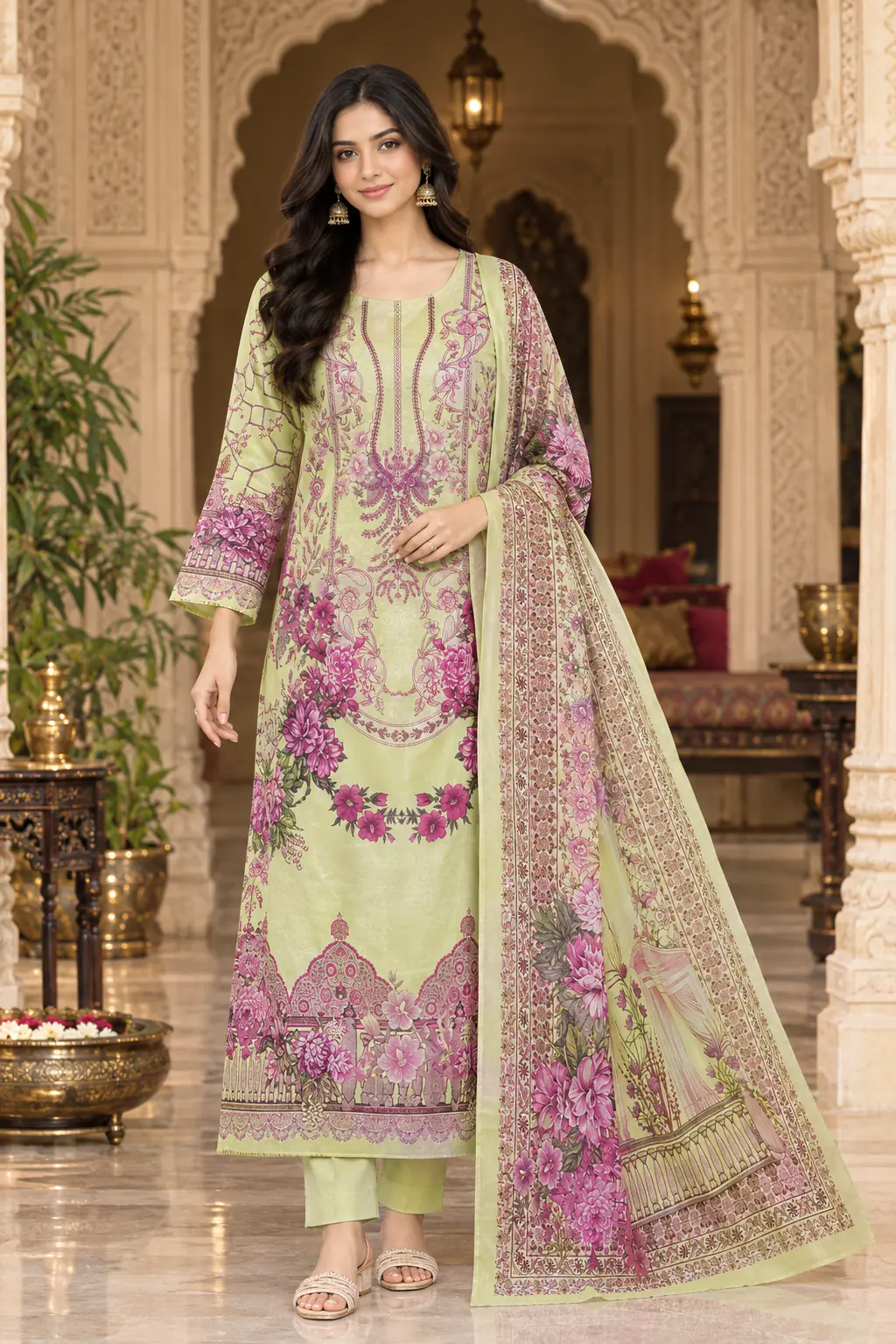 ফিরদৌস কালার কালেকশন থ্রি-পিস — ডিজাইন H.No-77307